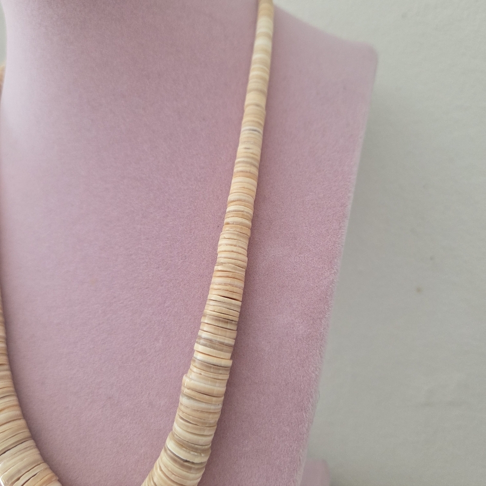 Melon Heishi Shell & Orange Spiny Oyster Necklace Boho Beachy Southwestern - Picture 5 of 6